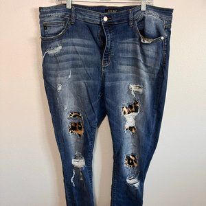 Judy Blue Plus Size Cut-Out Jeans w/ Animal print